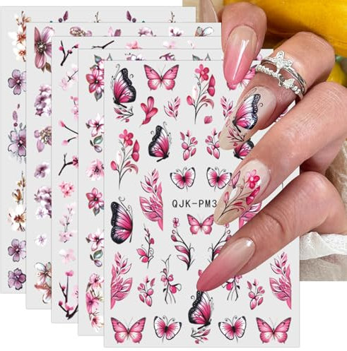 JMEOWIO Fiori Adesivi Unghie Nail Art 10 Fogli Stickers Unghie Autoadesivi Decorazioni Unghie Nail Art Disegni