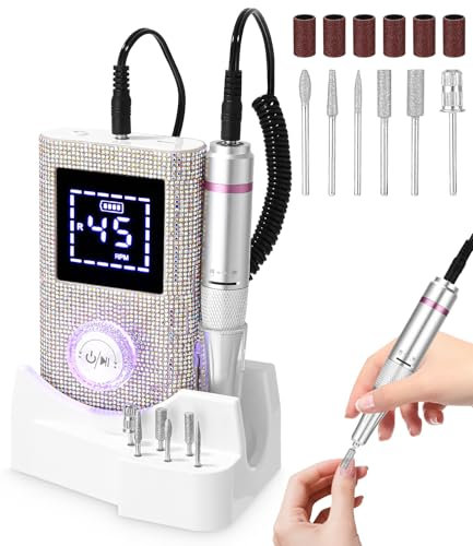 Fresa Per Unghie Professionale,Fresa Unghie Set Elettrica Semipermanente Portatile 45000RPM,Fresa Unghie Lima Unghie Elettrica Semipermanente,Velocità Regolabile, per Unghie Acriliche Gel Pedicure