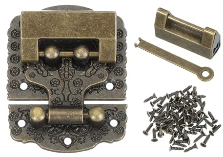 PATIKIL Wooden Box Hasp Latch, Butterfly Vintage Engraved Hasp Latch Hook with Mounting Screws & Padlock for Jewelry Box Suitcase Toolbox Decoration (53x41mm), Bronze