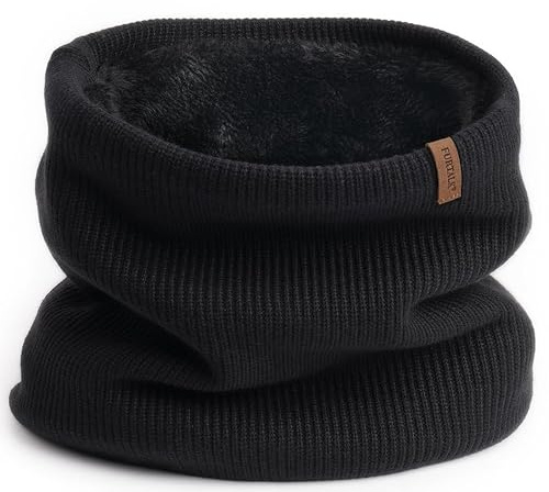 FURTALK Winter Halswärmer Halstuch Ski Loop Schal für Herren Damen Schlauchtuch Dick Warm Halsschlauch Fleece Winddicht Loopschal Schwarz