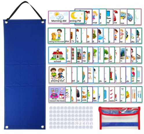 Visual Timetables Daily Routine Chart Timetable Cards Children Daily Calendar Chore Chart for Kids Blue
