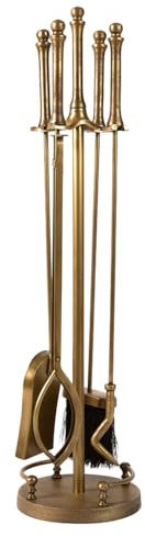 4pc Fireplace Companion Set Fireside Tools Poker, Brush, Shovel & Tongs | Recycled Cast Iron, Brass Finish, Fireside Tools, Fireplace Companion Set, Poker, Brush, Shovel, Tongs
