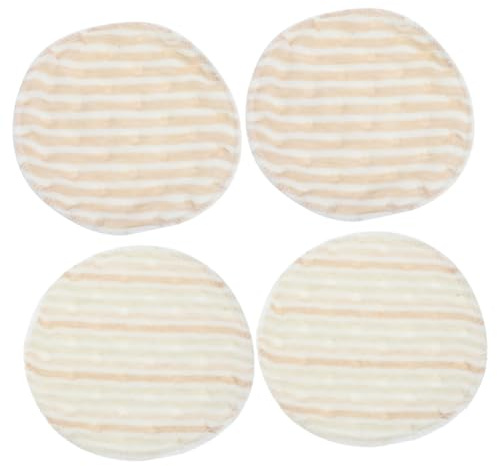 UPKOCH Reusable Washable Breast Pads for Women Nursing, Bamboo Fiber Thickened Absorbent Breastfeeding Pads with High Absorption, 4pcs Pack (Brown White Stripes