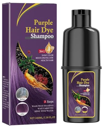 Instant Purple Hair Shampoo, Dye Shampoo 3-in-1 Hair Colour, Natürliche Farbe, Deckt Graues Haar Effektiv ab, Für alle Haarfarben Geeignet, Sowohl für Männer als Auch für Frauen