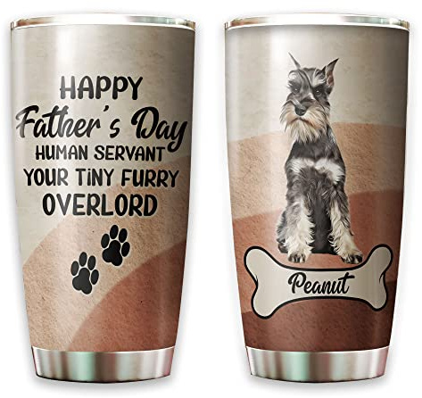 Tazza Da Caffè Tazze Da Viaggio Tazza Termica Per Compleanno Amico Colleghi 590 Ml Cane Personalizzato - Per Uomo. Felice Festa Del Papà. Servitore Umano. Il Tuo Schnazuer Nano Peloso.