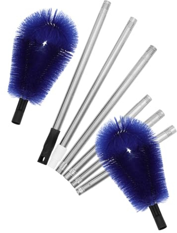 Healeved Brosse Télescopique de Nettoyage pour Gouttières, Manche Extensible 6 Sections, Tête Bleue Résistante, Outil Multi-angle pour Entretien au Sol des Gouttières de Toitures