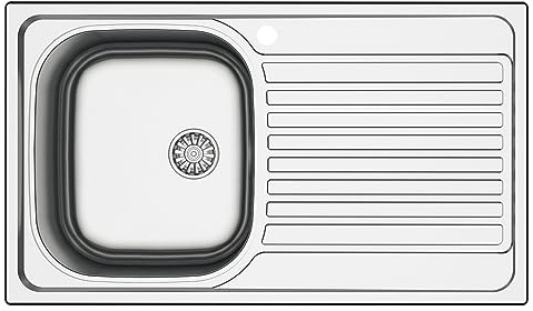 MABEL Lavello Cucina 1 Vasca con Gocciolatoio Lavandino Cucina Lavello Incasso Acciaio Inox 201 con Finitura Spazzolata Facile da Pulire Lavabo Cucina Profondità Vasca 14 cm - L 86 cm x P 50 cm