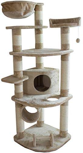 Dehner Katzen-Kratzbaum Edda, ca. 180 x 60 x 60 cm, Sisal/Plüsch, beige