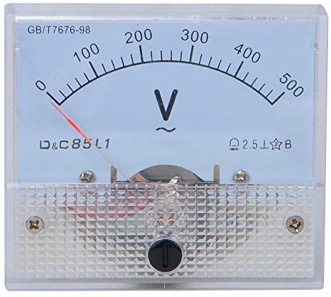 Medidor de panel de aguja de puntero de voltios analógico cuadrado Voltímetro de puntero de CA 0-500V Rango de escala Medidor de prueba de voltaje Detector Medidores de panel