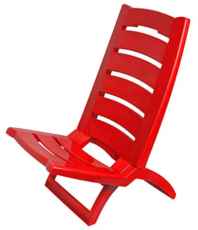 Kreher Chaise de camping pliante portable en plastique avec capacité de charge jusqu'à 100 kg (rouge)