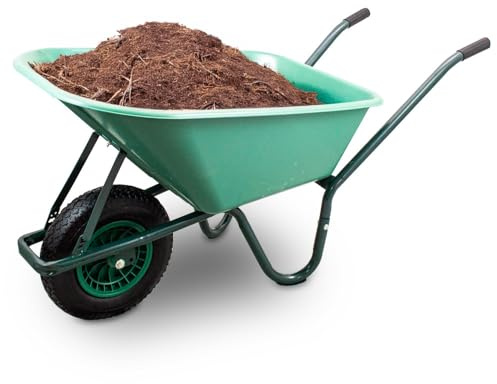 BITUXX Schubkarre 100L Schubkarren Scheibtruhe Schiebkarre Bauschubkarre mit PVC Wanne und Luftreifen bis 250kg (Schubkarre mit PVC Mulde)