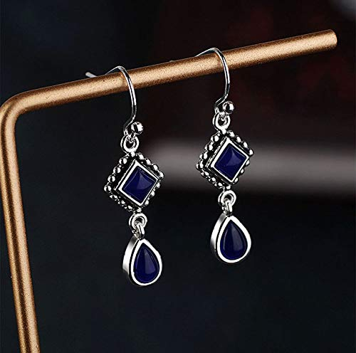 Tropfen Ohrringe Für Frauen - Vintage 925 Silber Lapis Dangle Hypoallergen Lightweight Anhänger Schmuck Für Mädchen Party Hochzeit