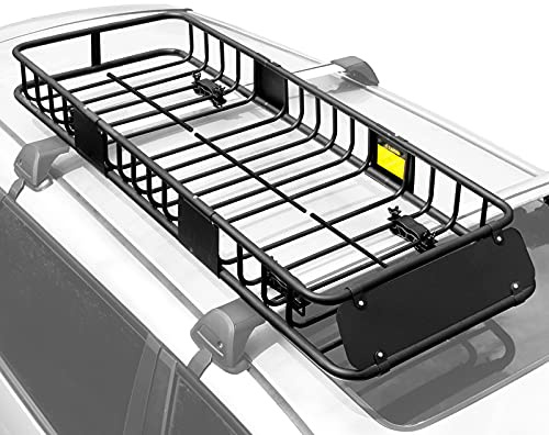 XCAR Smal takkorg, lastbärare, kraftigt takräcke i stål, toppmonterade takräcken för bil, lastbil, SUV, bagage, camping, förvaring, transport, 164 x 58 x 10 cm