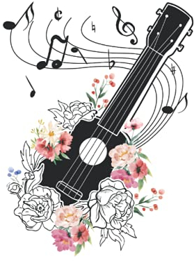 Ukulele mit Blumen: Notizbuch LINIERT | Eine lustige Kladde fürUkulisten