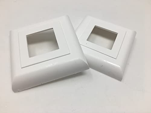 2 x Abdeck Rosetten Eckig für Geländer | Rohre | Heizungen Weiß Nach Auswahl (Innenmass 20x20 mm)