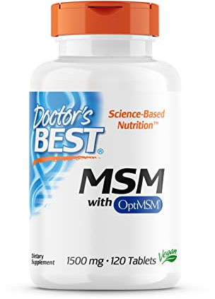 Doctor's Best, MSM, with OptiMSM, 1500 mg, 120 Vegan Tablets, Highly Dosed, SOYA-Free, Gluten-Free, Non-GMO, Natural Sulphur