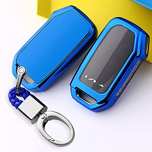 ontto Autoschlüssel Hülle Cover Passt für Kia Sportage R GT Stinger GT Sorento Ceed CD Cerato Forte Soul NIRO 2018-2021 TPU Schlüsselhülle Schlüsselanhänger Schlüssel Schutz Etui 3 4 Tasten-Blau