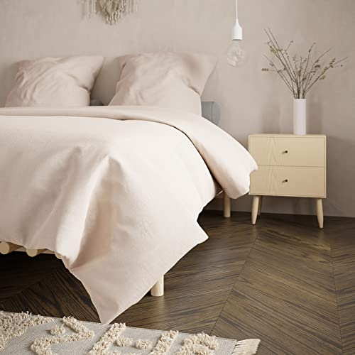 Bobby's Bedware Microfaser Bettwäsche | Bettdecken + Kopfkissenbezug aus hochwertigen Microfasern | In Altrosa, Beige, Anthrazit, Hellgrau & Offwhite(weiß) (200 x 200 cm | 2 Mal 80 x 80 cm, Beige)