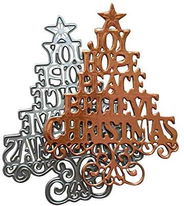 Christmas Tree Die Cuts Joy Hope Peace Believe Christmas Words Cutting Dies for Card Making Scrapbooking Paper Craft Album Stamps DIY Décor