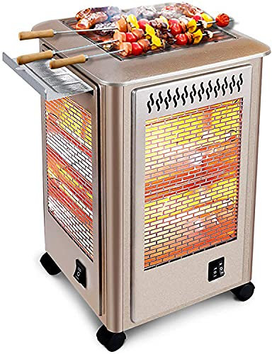 Stufa elettrica con teglia sulla Parte Superiore, Stufe da Esterno - può Barbecue e riscaldato, Stufe da Giardino, 2000 W, Oro Rosa, Piccolo (Champagne Gold S)