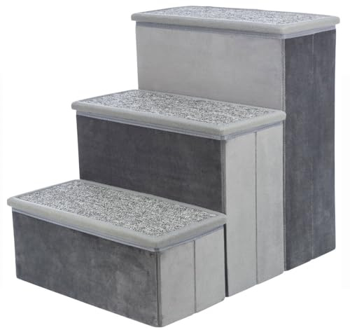 Échelle avec Espace de Rangement, 34 × 45 × 50 cm, Gris