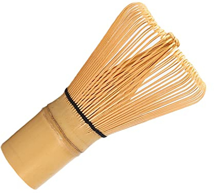 AOTISBAO 100 Prong Matcha Whisk Natural Bamboo Tea Powder Whisk Semi-handmade Chasen for Making and Stirring Matcha Golden Bamboo Matcha Green Tea Whisk Chasen