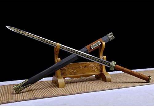 LQSMX sword Chinesisches Schwert/scharf/Zweihändiges Schwert, Einhandschwert 42.5in Schwerter echte Waffen Handgeschmiedeter Manganstahl