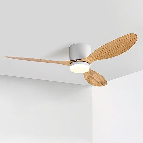 Moddeny Kleiner 42-Zoll-Deckenventilator für die Unterputzmontage mit Licht, LED-Deckenventilatoren mit Lichtern und Fernbedienung, flacher, moderner Schlafzimmer-Deckenventilator