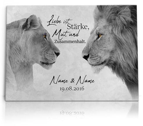 Liebesleinwand Individuelles Wandbild King & Queen | Jahrestag, Hochzeitstag Geschenke für Frauen | Leinwand mit Namen und Datum gestalten