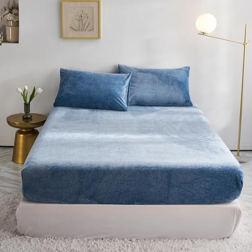 Sábana bajera polar 90 x 200 cm, 30 cm, color azul invierno, tacto cachemir, franela, sábana de microfibra súper cálida para colchón grueso