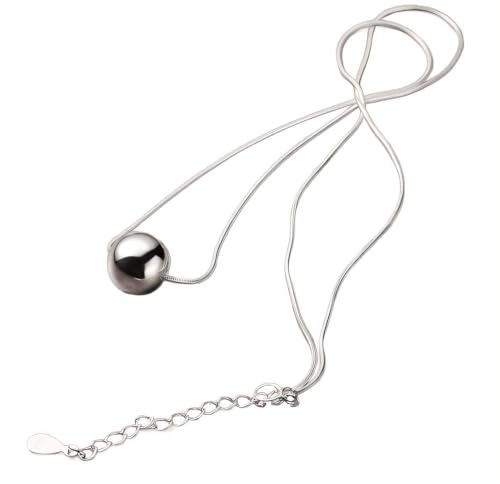 NicoWerk Damen Silberkette Kugel aus 925 Sterling Silber Glatt Glänzend Schlicht Filigran Elegant SKE717