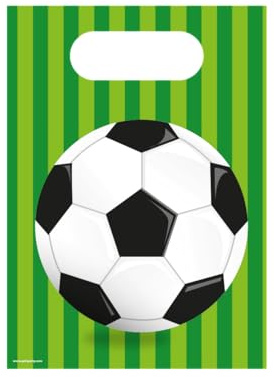 PD-Party: 6 Stück Mitgebsel Kindergeburtstag Tüten - Geschenktüten für den Kindergeburtstag von Jungen & Mädchen - Geschenktüte im Fußball-Desing - Gastgeschenk für den Kindergeburtstag - 23x16,5 cm