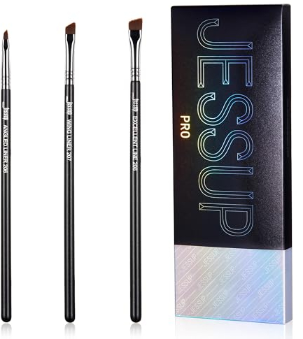 Jessup Set di pennelli eyeliner angolati, 3 pezzi Pennello eyeliner Pro Precision Pennelli trucco eyeliner liquido in gel ultra sottile con ali sottili Nero T345