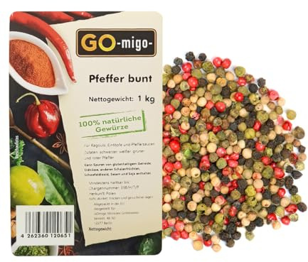 1Kg Bunter Pfeffer 1000g Pfefferkörner bunt ganz Premium Qualität