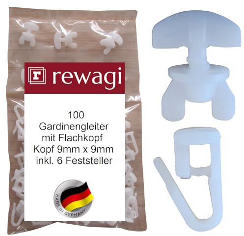 rewagi 100 feltrini con testa piatta, testa 9 x 9 mm e 6 fermati, ganci a clip, ganci pieghevoli, ganci per tenda.