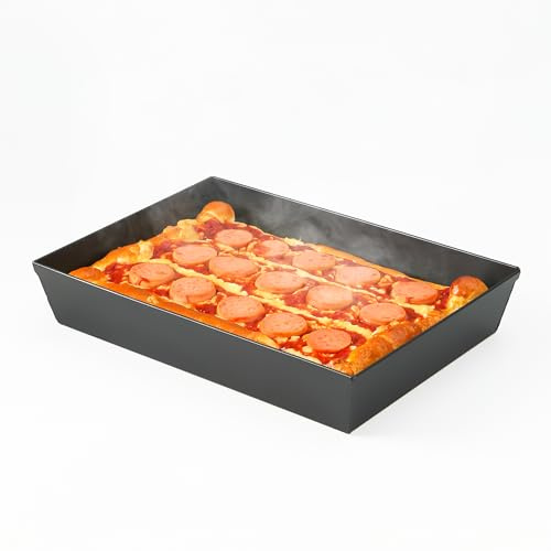 Blue Steel Detroit Pizzablech 35,6 x 25,4 cm (antihaftbeschichtet und BPA-frei), hitzebeständig bis 427 °C, vorgebrannter Karbonstahl, Detroit-Pizza-Pfanne, tiefe Pizza, authentische Stahlpfanne, fünf