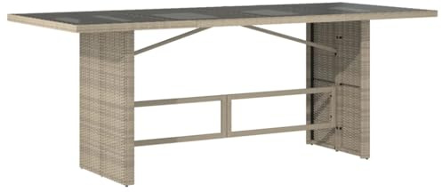 vidaXL Table de Jardin Dessus en Verre Gris Clair 190x80x74 cm