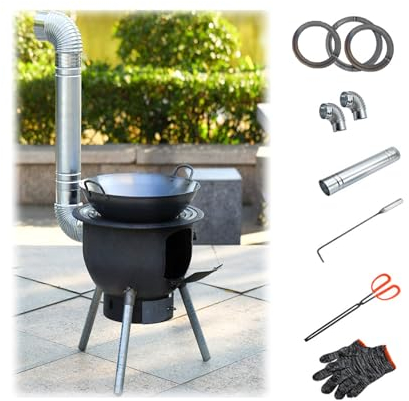 Tragbare Holzöfen, Outdoor Zeltofen 43cm Abnehmbare Holzofen Kaminofen Camping Brennholz Herd Tragbarer Zelt Holzofen für BBQ Picknick, Kochen, Camping