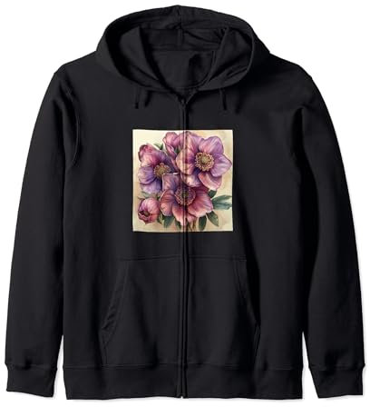 Hellebore Bouquet floral Couleurs pastel Graphique Sweat à Capuche