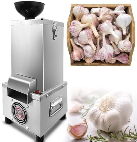 Peladora De Ajos Secos AutomáTica De 200 W (ExtraíBle Para Limpieza), 25 Kg/H - Peladora De Ajos EléCtrica De Acero Inoxidable + Asa De Transporte, Para Restaurantes Cantinas