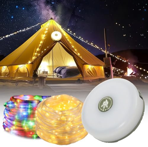 Jsdoin Camping Fairy Lights, Rollable, 10m 4-in-1 Outdoor Fairy Light with 5 Lighting Modes, LED 30s Recovery, USB Charge, Waterproof, Portable Roll-Up Camping Fairy Lights
