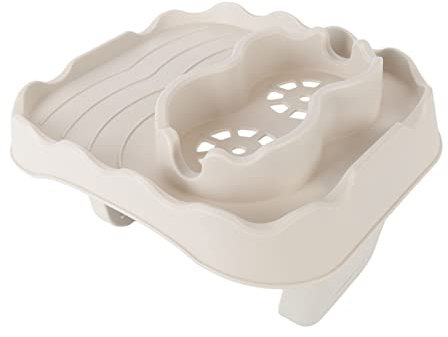 Adjustable Hot Tub Drink Holder, Side Table Tray with 2 Cup Holders, Nonslip Drink Caddy, Serving Tray for Aboveground Bathtub Spa Outdoor Patio Inflatable Spa Pools (Beige)