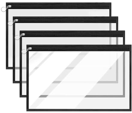 Dokumententasche,Federmäppchen,Beutel Mit Reißverschluss,4Stück,Kosmetiktasche Durchsichtig,Kulturbeutel Transparent,Clear Zipper Pouches Für Make-Up,Wasserdichte,Travel,Klassenzimmer