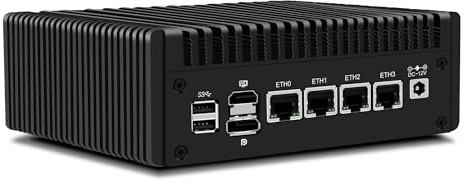 CWWK Mini PC N150 (Upgraded N100) Firewall Appliance, OPNsense Mini Computer mit 4 Port i226-V 2.5GbE LAN, F4 Fanless Micro PC DDR5 8GB RAM 128GB SSD, PCIe3.0 x4, 2-Display, TF