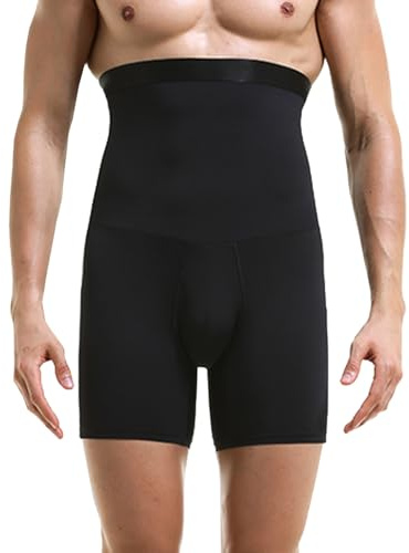 GENEMEN Herren Abnehmen Body Shaper Bauchkontrolle Shorts Hohe Taille Kompressionshose Shapewear Leggings (Schwarz, XL)