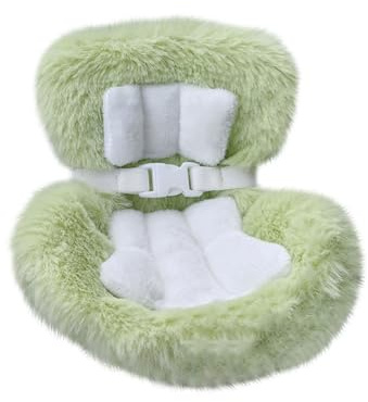 Car Seat for Dolls - Perfect for Labubu Fans, Doll Collectors, Kids, Cute Cozy Seat with Soft Furry Cushion, Stylish Air Vent Clip and Desktop Stand, Functional Car Ornament (green)