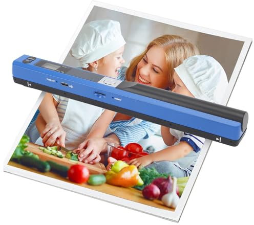 Scanner Portatile, Scanner Fotografico Portatile, per Documenti a Colori A4, 300/600/900dpi JPG PDF Format, Wand Document Reader Carica Immagini Sul Computer Tramite Cavo USB