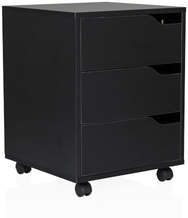 hjh OFFICE Rullcontainer ORGANISER Spånskiva med melaminhartsbeläggning Svart