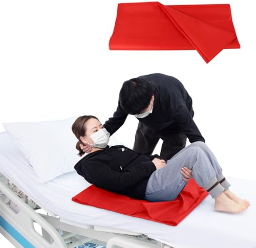 LOSCHEN Tubular Slide Sheet for Elderly Transfer, Washable Reusable Flat Slide Sheet, Transfer Slide to Moving Elderly for Cars, Bed and Home Care (red, 40 * 60cm)