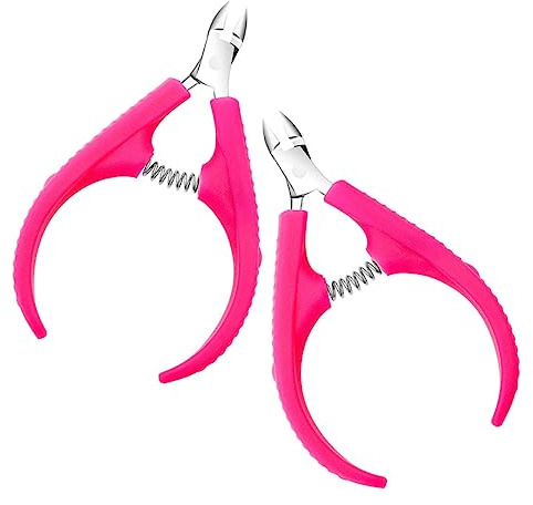 Tronchesino Cuticole Professionale in Acciaio Inox 2 Pezzi | Manico Plastico, Rifinitura Unghie e Scanalature, Set Pratico per Pedicure e Manicure